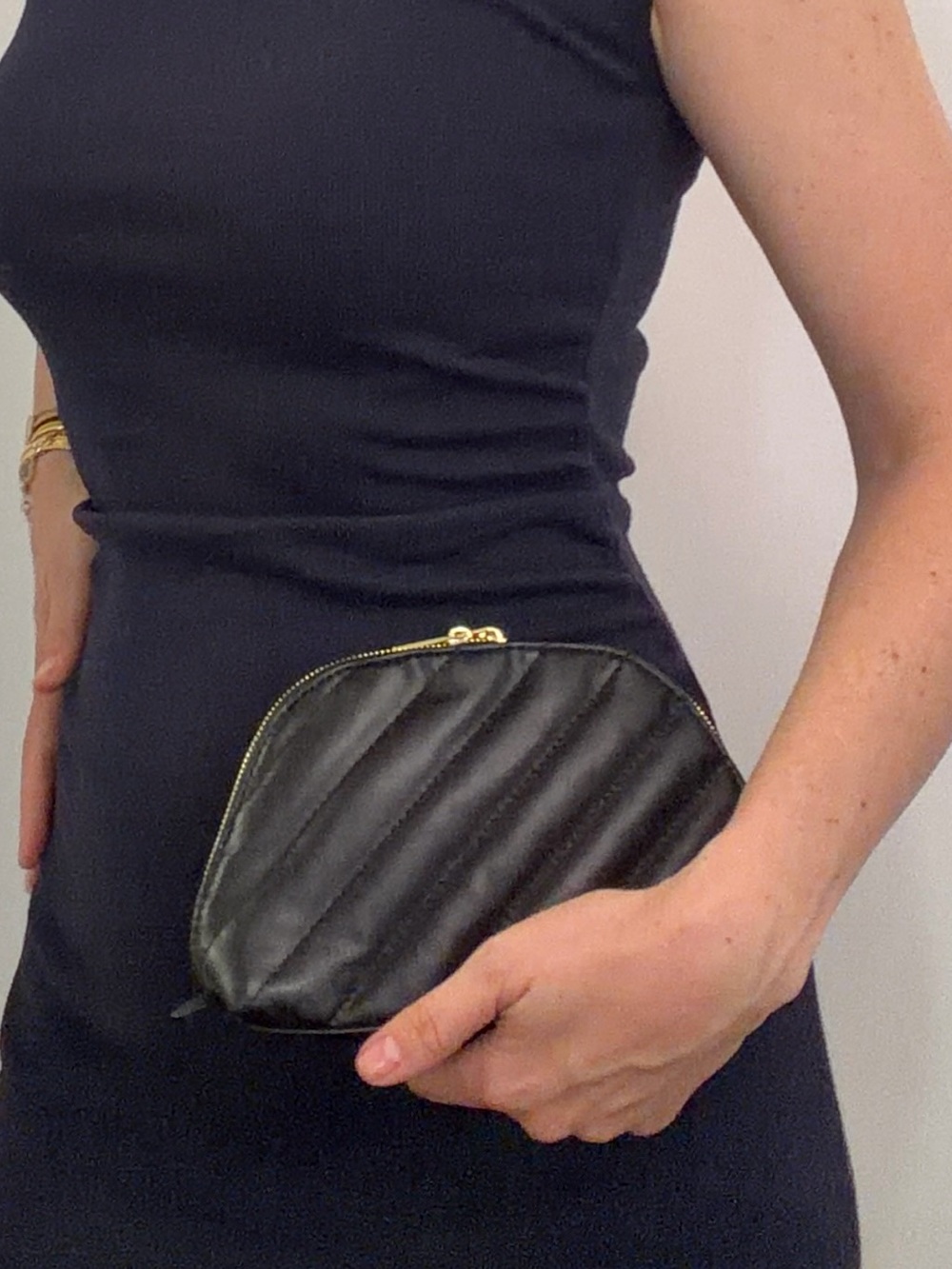 Yves Saint Laurent Black Quilted Cosmetic Case with Gold Hardware